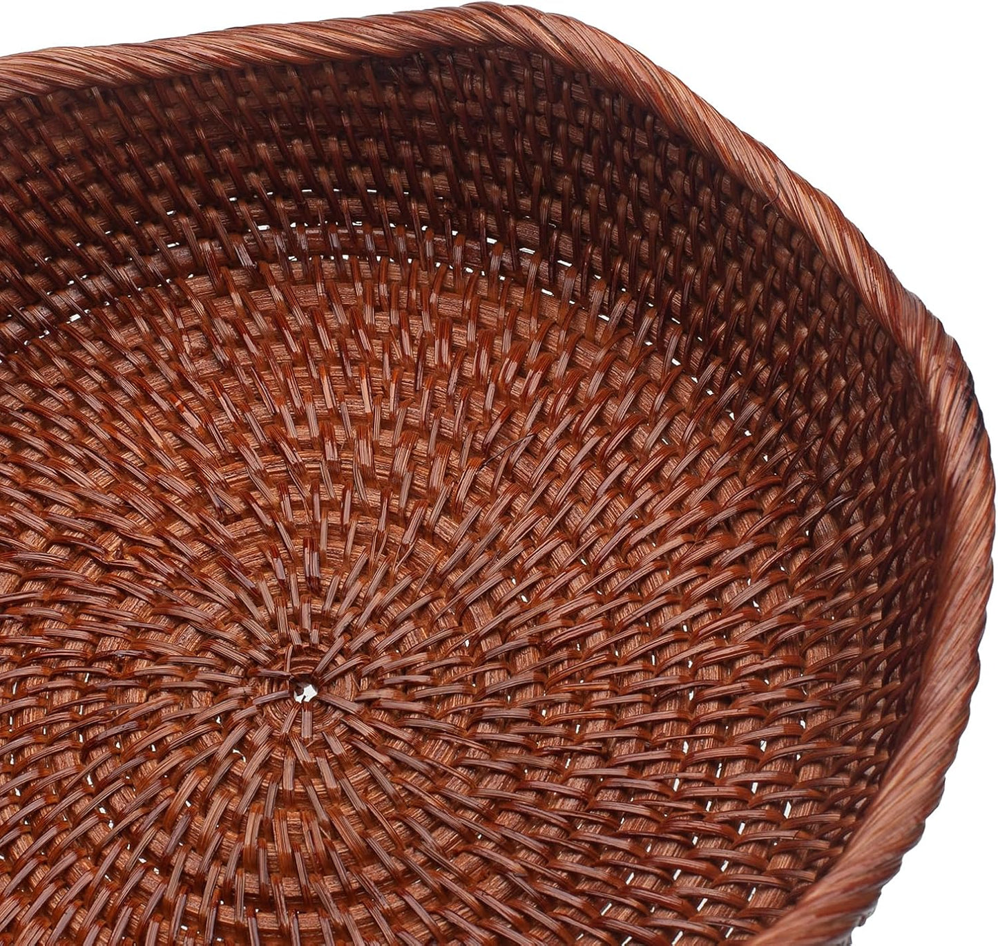 YANGQIHOME Rattan Round Fruit Baskets, Wicker Storage Bowls, Natural Woven Serving Basket Bowls, Decorative Baskets for Kitchen Counter Organizing, Brown, Set of 3