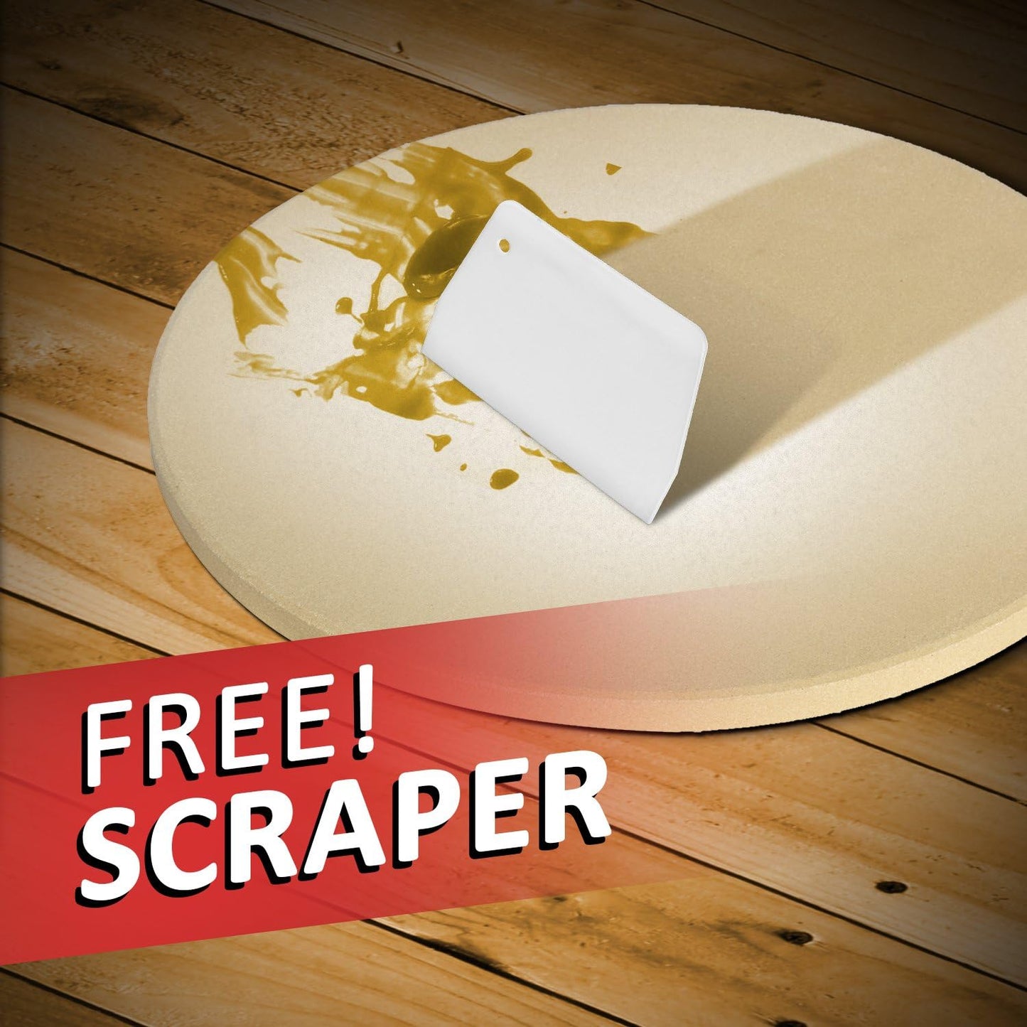 LifeSmart Pizza Stone and Scraper 13 inches Ideal for Crispy Crusts Heat Safe for Use on Grills and in Ovens Certified Safe Includes Scraper