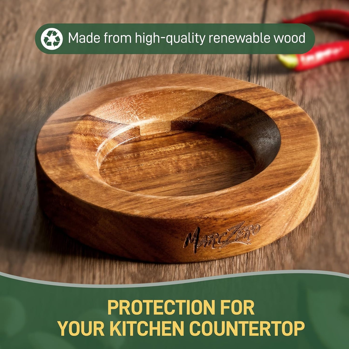 MarcZero 6inch Large Mortar and Pestle Set with Anti-Scratch Wooden Base, Heavy Duty Mortar and Pestle Made of Natural Marble(White)