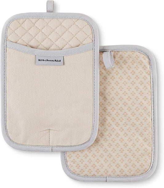 KitchenAid Asteroid Pot Holder 2-Pack Set, Milkshake Tan, 7"x10"