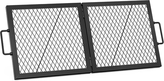 Onlyfire Foldable X-Marks Fire Pit Cooking Grate, Portable Rectangle Campfire Grill Grate with Handles, Heavy Duty Steel Campfire BBQ Grill for Outdoor, 40 inch