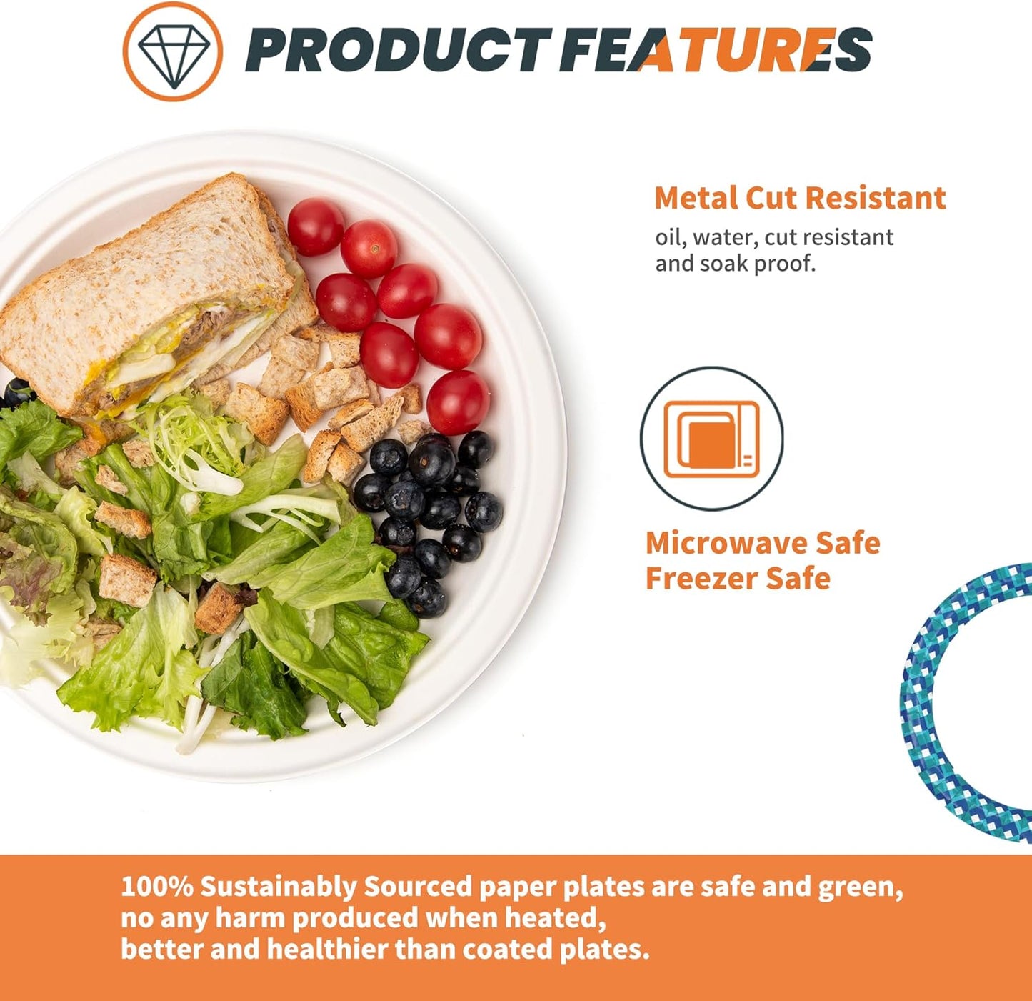 100% Compostable Paper Plates - 10 Inch, Bulk 300 Count - Disposable, Heavy Duty, Biodegradable Plates Made of Bagasse - Eco-Friendly, Large Size (White)