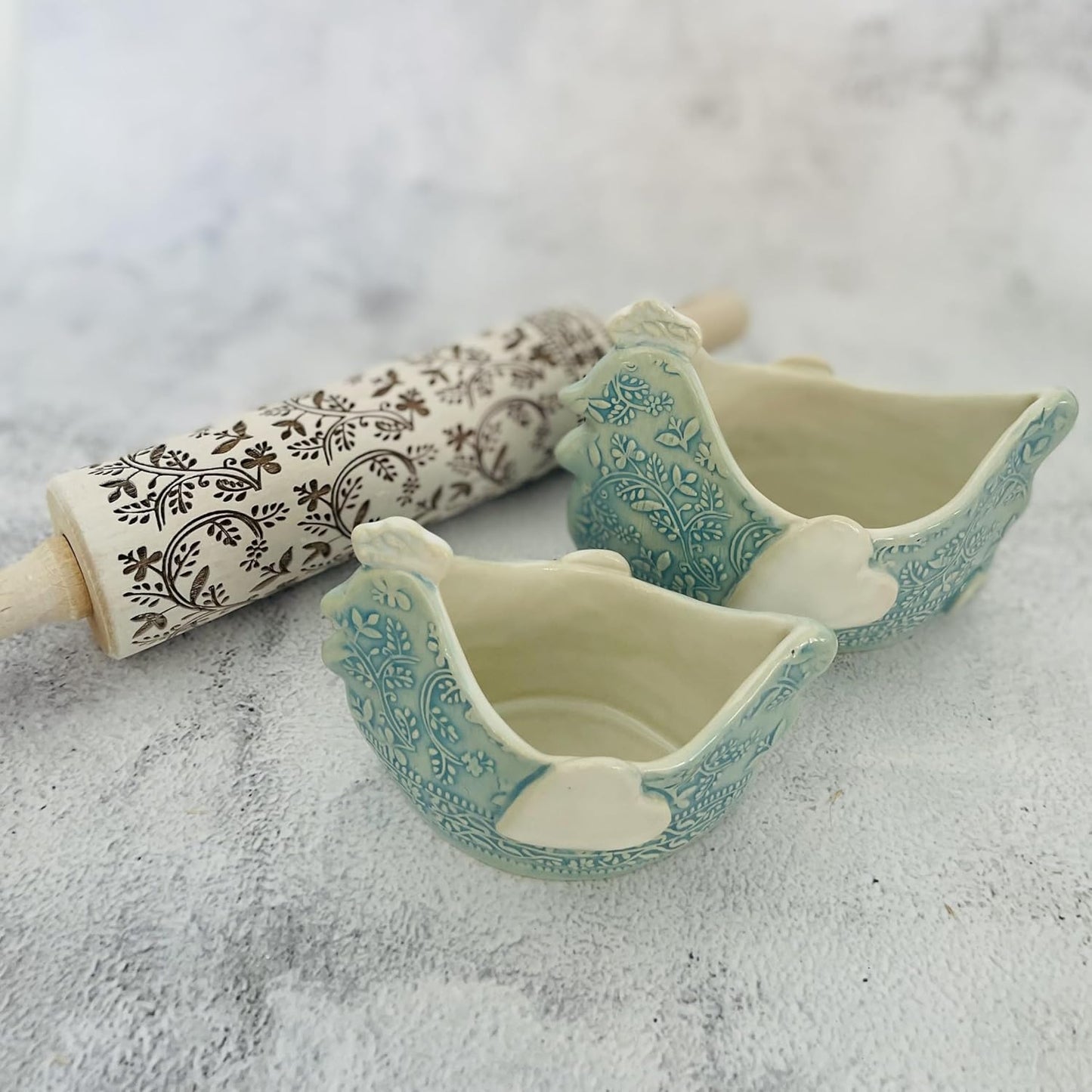 Embossing Rolling Pin Designed in Cooperation between Algiscrafts and Pottery by Jas FLORAL VINE for Ceramic and Cookies