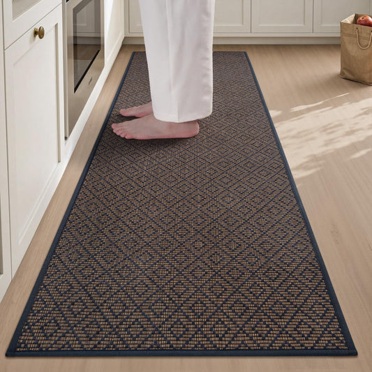 PADOOR Kitchen Runner, Rubber Backed Kitchen Runner Rugs Non Skid Washable, Super Absorbent Kitchen Mats for Floor Front of Sink, 20"x70" Blue