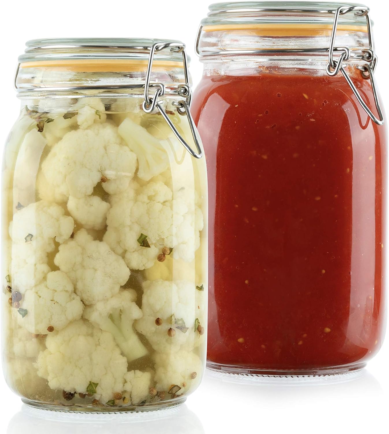 Galashield Glass Jars with Lids 50 oz Food Storage Jars with Airtight Lids Leak Proof Glass Canisters Kitchen Jars [Set of 2]