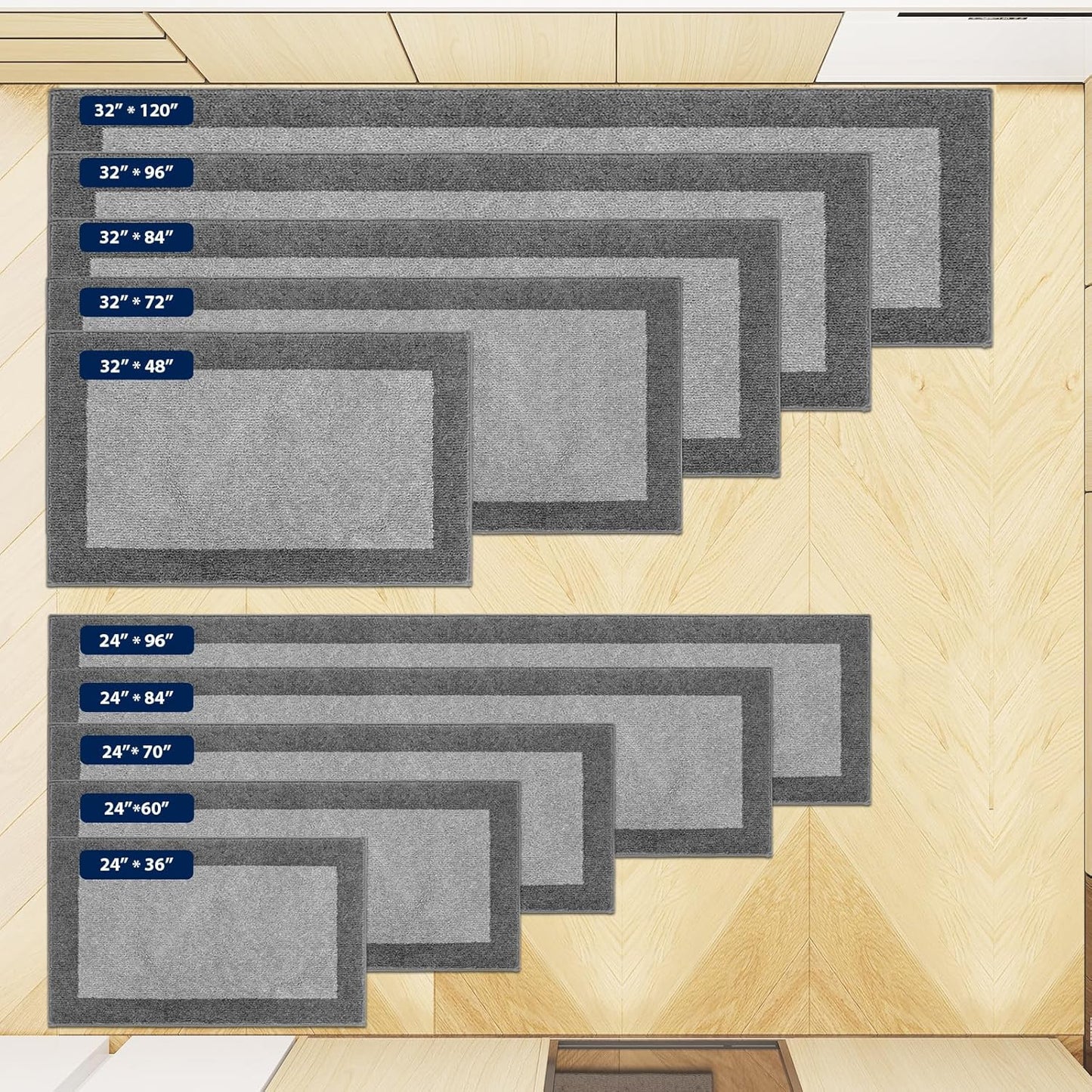 Machine Washable Kitchen Rug 24" x 36", Non Slip Kitchen Mat for Floor, Absorbent Entrance Throw Rug for Bedroom, Hallway, Bathroom, Door