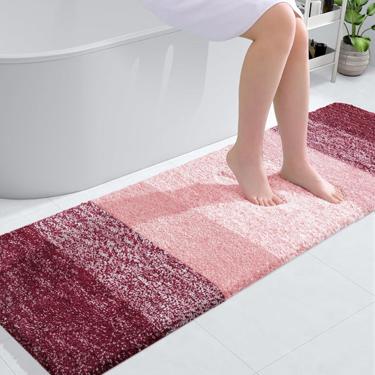 OLANLY Bathroom Runner Rugs 59x20, Extra Soft Absorbent Microfiber Bath Rugs, Rubber Backing, Quick Dry, Machine Washable Bath Mats for Bathroom Floor, Tub and Shower, Home Decor Accessories, Red