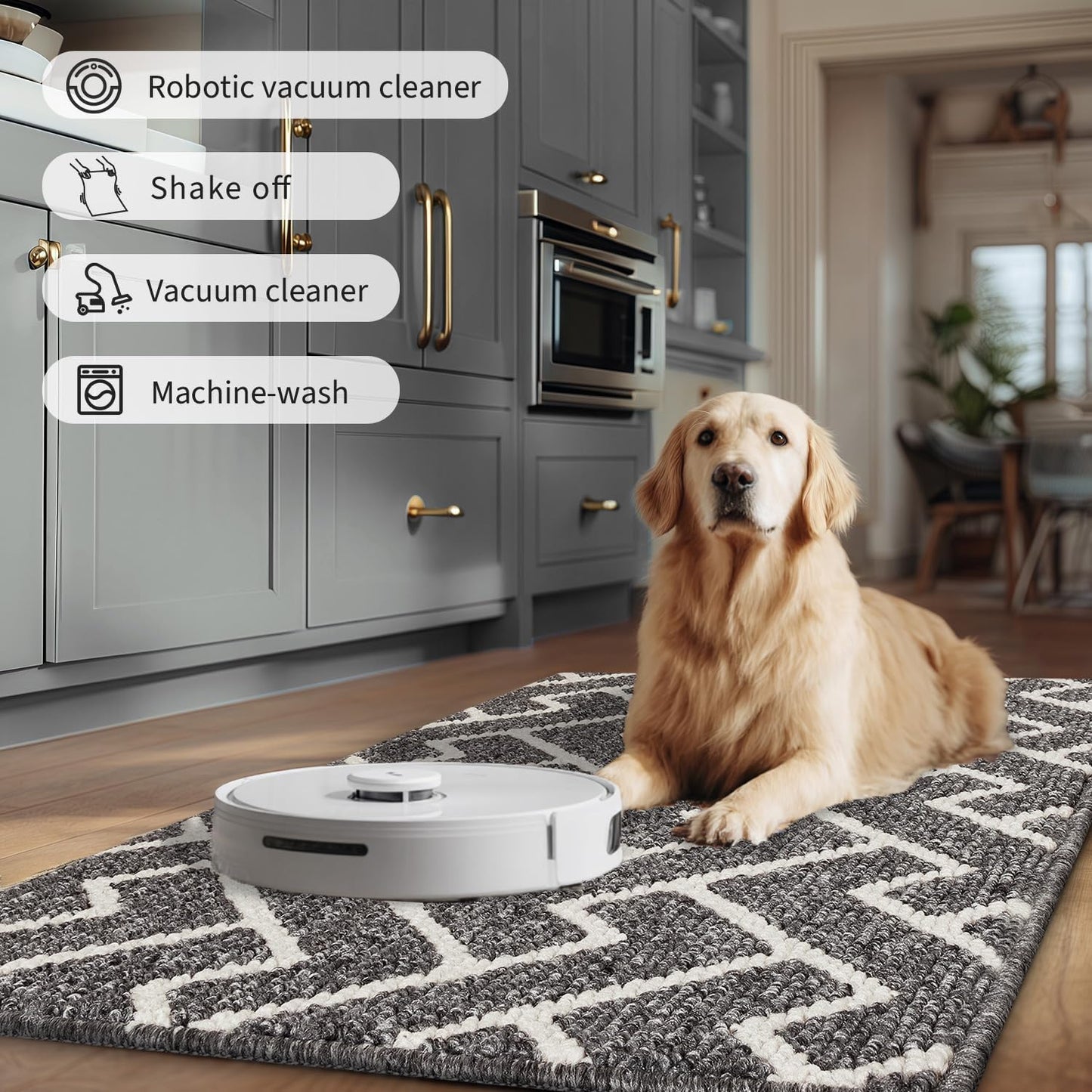 hicorfe Kitchen Rugs and Mats Sets,Super Absorbent Polypropylene Non-Slip Rug,Soft Comfort Floor Mat,Washable for Kitchen,Hallway,Office,Sink,Laundry(24" x 35",Grey)