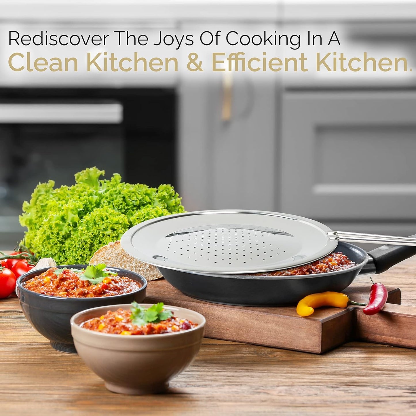 LUCETE Stainless Steel Splatter Screen 11" – Hot Grease Splatter Screen for Frying Pan - Oil Splash Guard - Protect your Skin from Burn & Keep Your Kitchen Cleaner (11inch)