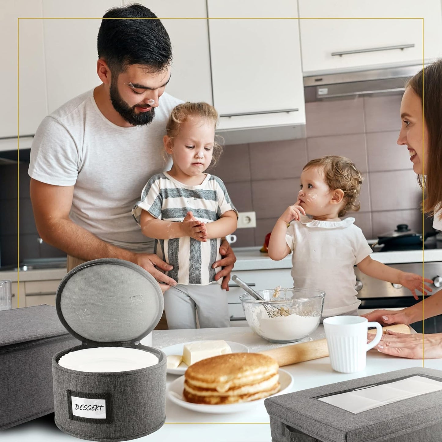 Homelux Theory Saucer Storage with Lid, 2pcs Hard Shell China Storage Containers, Heavy Duty Dinnerware Storage Box with 24 Felt Pads and Thick Surface for Dishes and Dinner Plate, Move Out Essentials