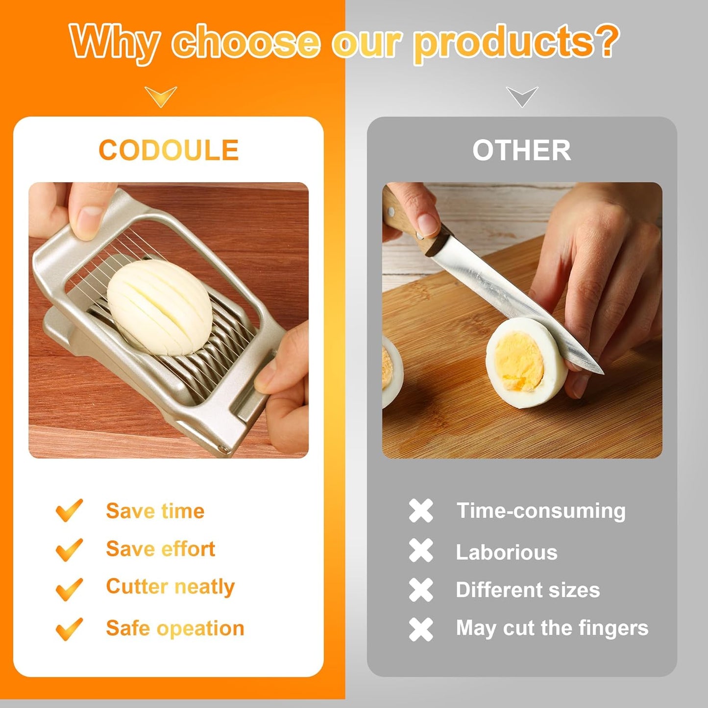 Egg Slicer for Hard Boiled Eggs Egg Cutter Strawberry Slicer (Gold)