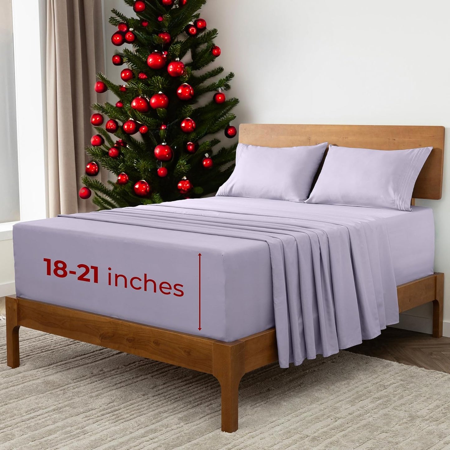 Mellanni Extra Deep Full Sheets - 4 PC Iconic Collection Bedding - Hotel Luxury, Ultra Soft, Cooling Bed Sheets - Wrinkle, Fade, Stain Resistant (Full, Lavender)