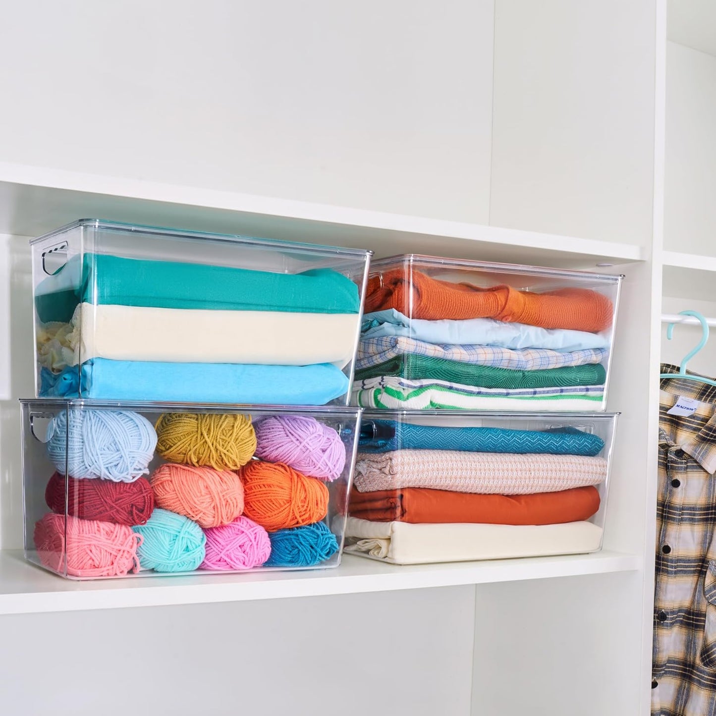 theaoo Clear Storage Bins with Lids Stackable - XLarge Plastic Containers for Pantry Organization and Storage - Perfect for kitchen,Fridge,Laundry Room,Bathroom,Garage,Closet,Cabinet Organizer -8 Pack