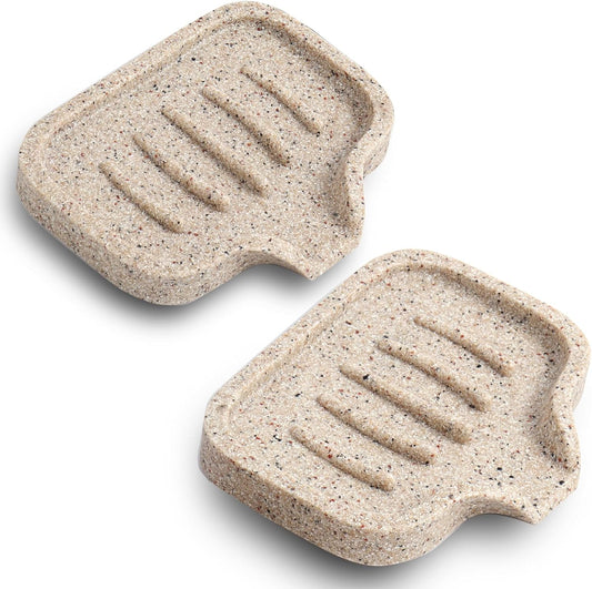 Self Draining Soap Dish- 2 Pcs Bar Soap Holder for Shower, Large Soap Savers Soap Tray Sponge Holder for Kitchen Bathroom Bathtub Sink, Linen