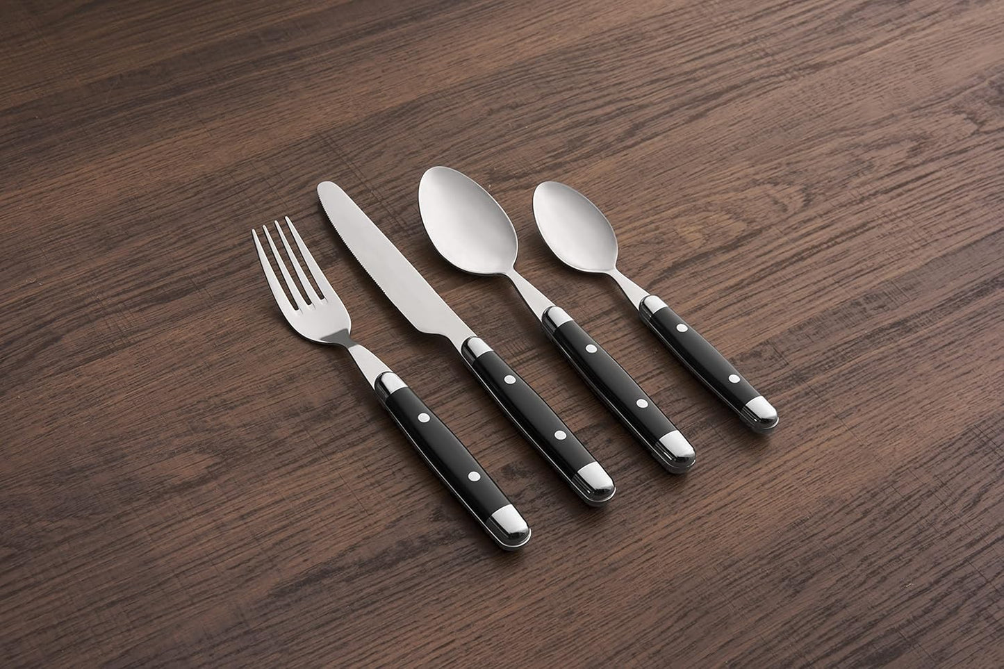 Cambridge Silversmiths 16 Piece Jubilee Flatware Set, Black