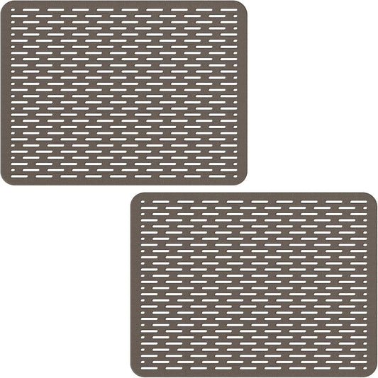 Bligli Mesh Sink Mat, 15.7 x 11.8inch Sink Prtector Mats for Kitchen Sinks, PVC Eco-Friendly Sink Protectors for Bottom of Sink, Fast Draining, Easy Cleaning, Clear Gray