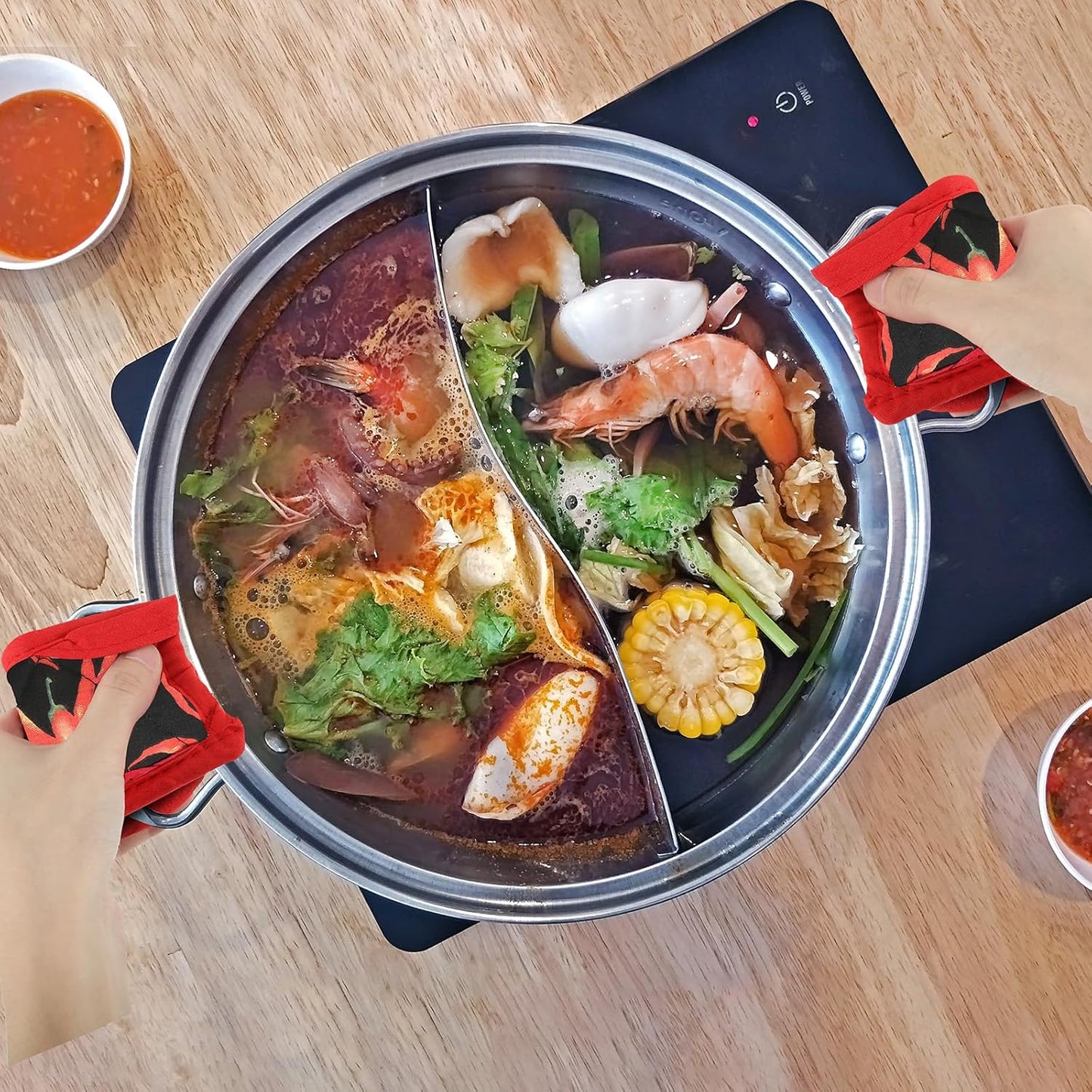 Patelai 4 Pcs Cast Iron Skillet Handle Covers Heat Resistant Pot Handle Covers Non Slip Cotton Pot Sleeves Holder Mitts Machine Washable for Kitchen Baking Cooking Cookwares(Plaid Style)