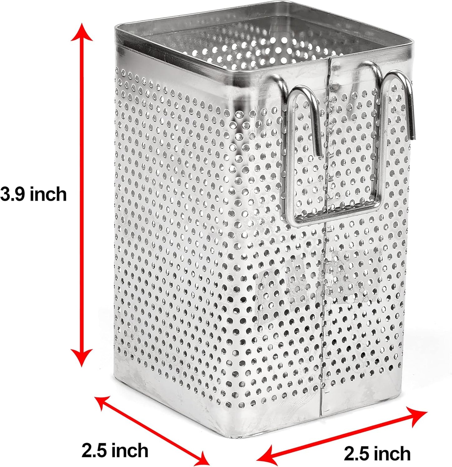 LENITH Kitchen Utensil Chopsticks Perforated Holder with Hooks - Stainless Steel Storage for Organizer Dishwasher Safe (Small Square)