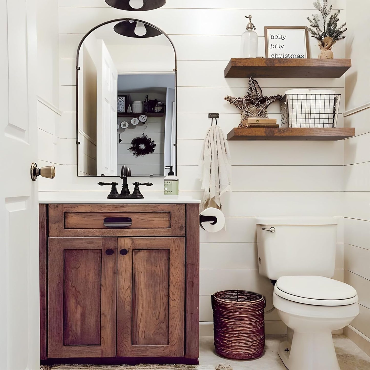 Colima 24" Modern Wood Floating Shelves, 2-Pack, 1.3" Thick, Wall Mounted, 50 lbs Capacity, Bedroom, Bathroom, Kitchen