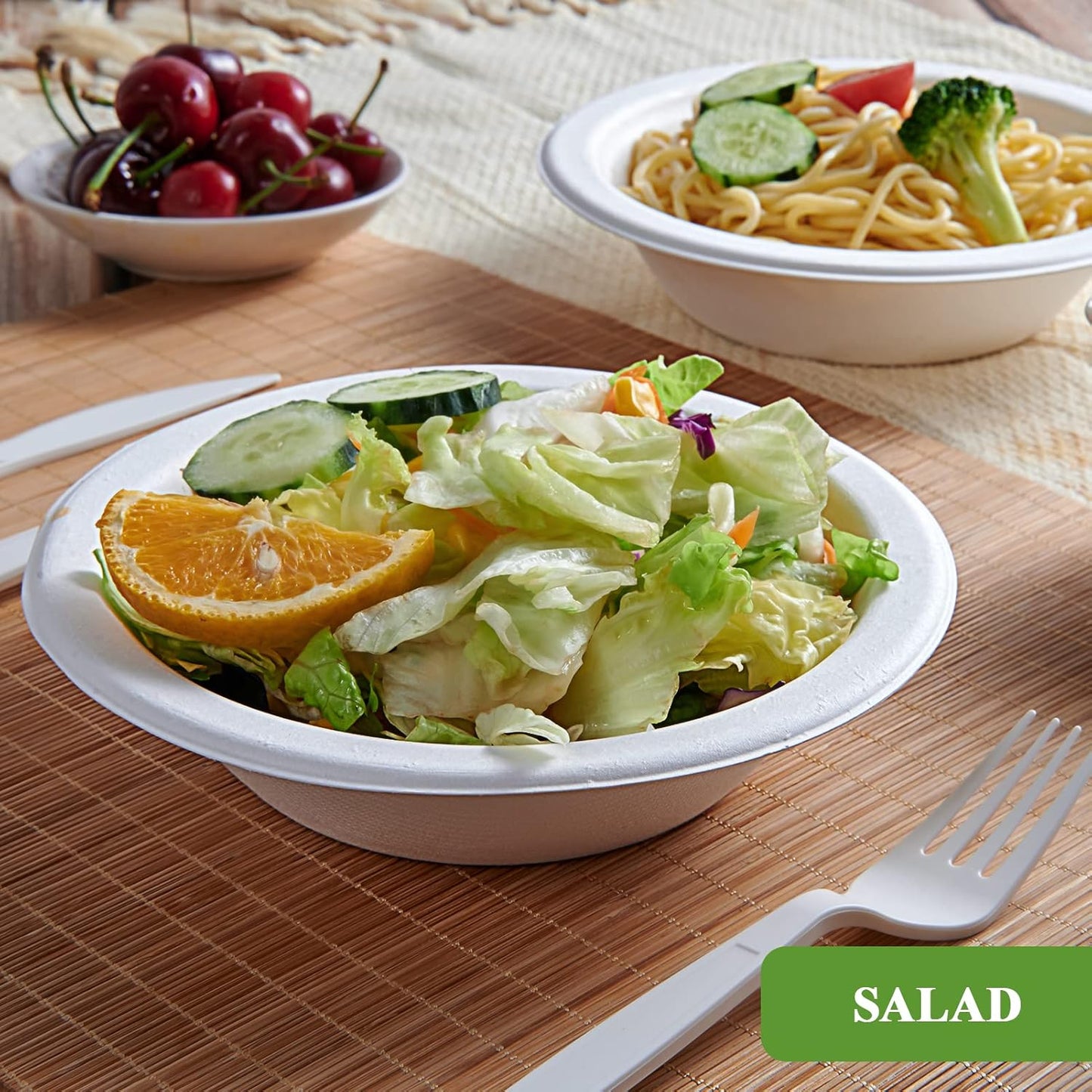 Vplus 200 Pack 16 OZ Paper Bowls, Disposable Compostable Bulk, Eco-friendly Bagasse, Heavy-duty Bowls Perfect for Milk Cereals, Snacks, Salads