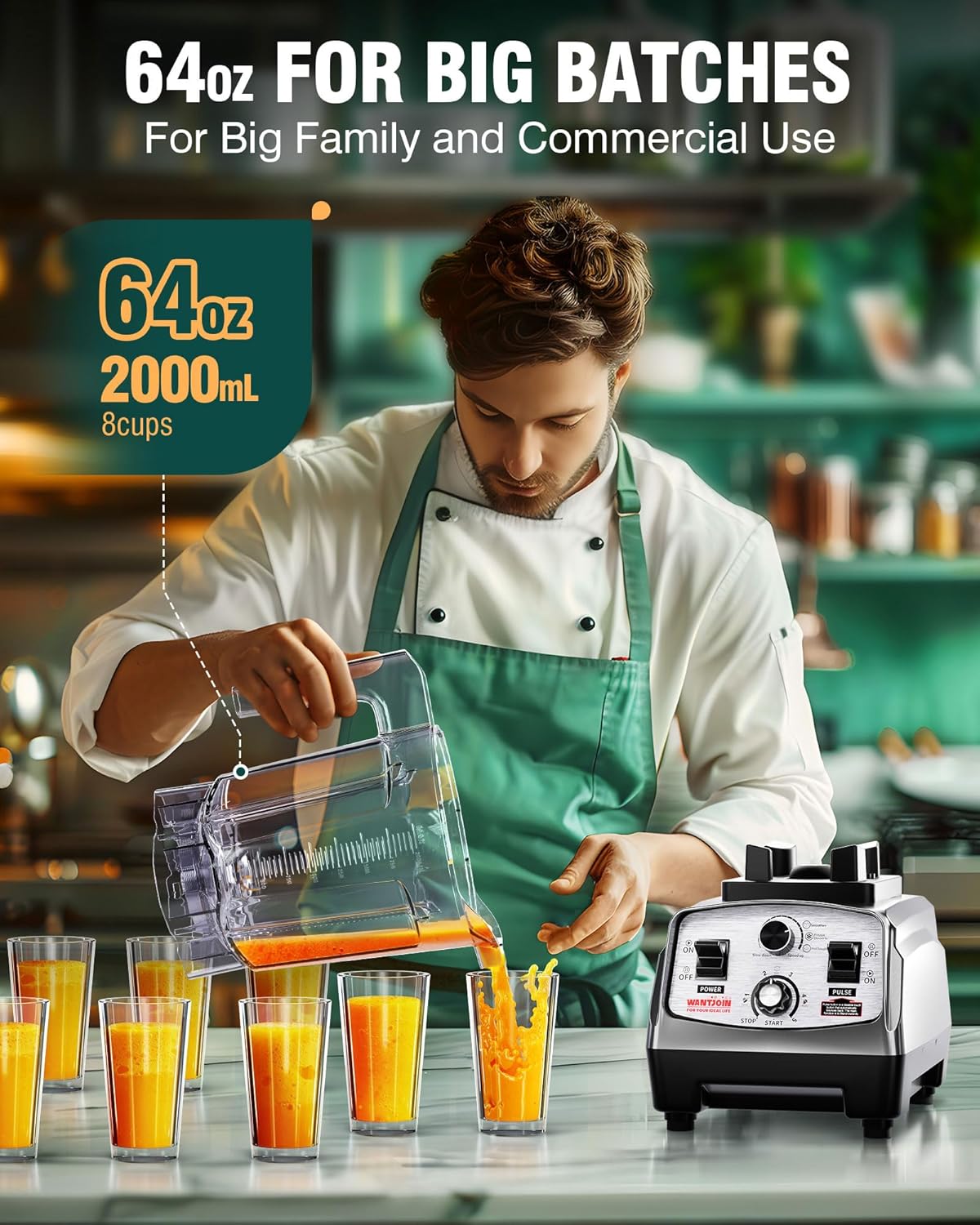 WantJoin Blender for Smoothies - 68oz Countertop Blender for Kitchen Professional Smoothie maker w/Powerful 1800W Copper Motor, 30000 RPM, 16 Speeds, Multi-Functional Smoothie for Home