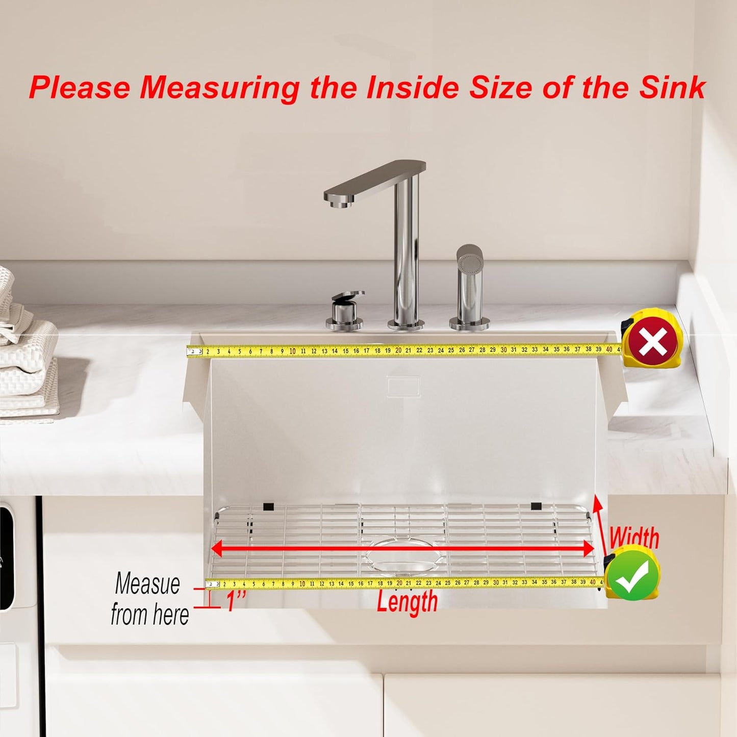 iPEGTOP Sink Bottom Grid, 3-Piece Stainless Steel Sink Protector 27-9/16" x 14-9/16" with Rear Drain Hole, Sink Grate Sink Rack for Bottom of Kitchen Sink Single Sink Bowl with Sink Hole Cover