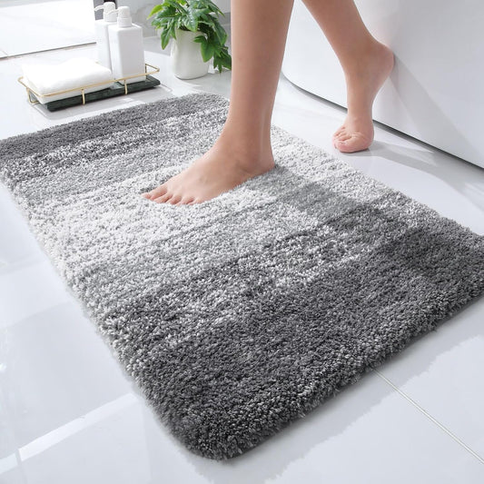 OLANLY Bathroom Rugs Mat 24x16, Extra Soft Absorbent Microfiber Bath Rugs, Rubber Backing, Quick Dry, Machine Washable Bath Mats for Bathroom Floor, Tub and Shower, Home Decor Accessories, Grey