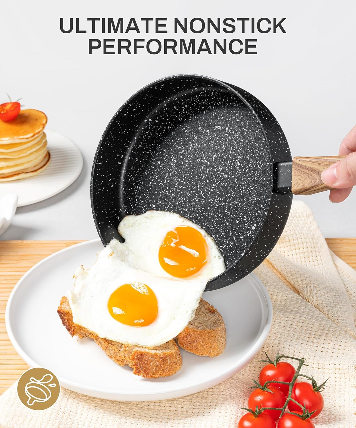 MICHELANGELO Small Frying Pan Nonstick - 6 Inch Single Egg Frying Pan, Mini Skillet with Stay-Cool Handle, Non-Toxic Omelette Pan, Black