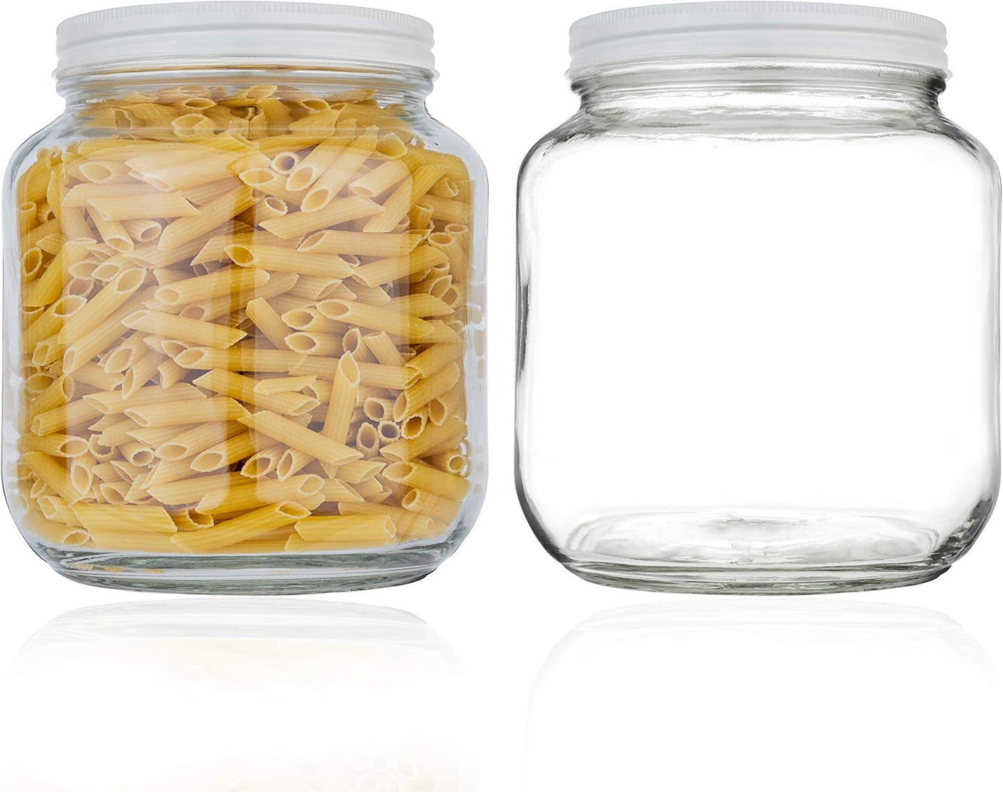 kitchentoolz 2 Pack Large Mason Jars Wide Mouth 64 oz – Half Gallon Glass Jar with Lid – 1/2 Gallon Mason Jar Airtight for Canning, Storing, Brewing, Pickling – Big Mason Jar with Lid