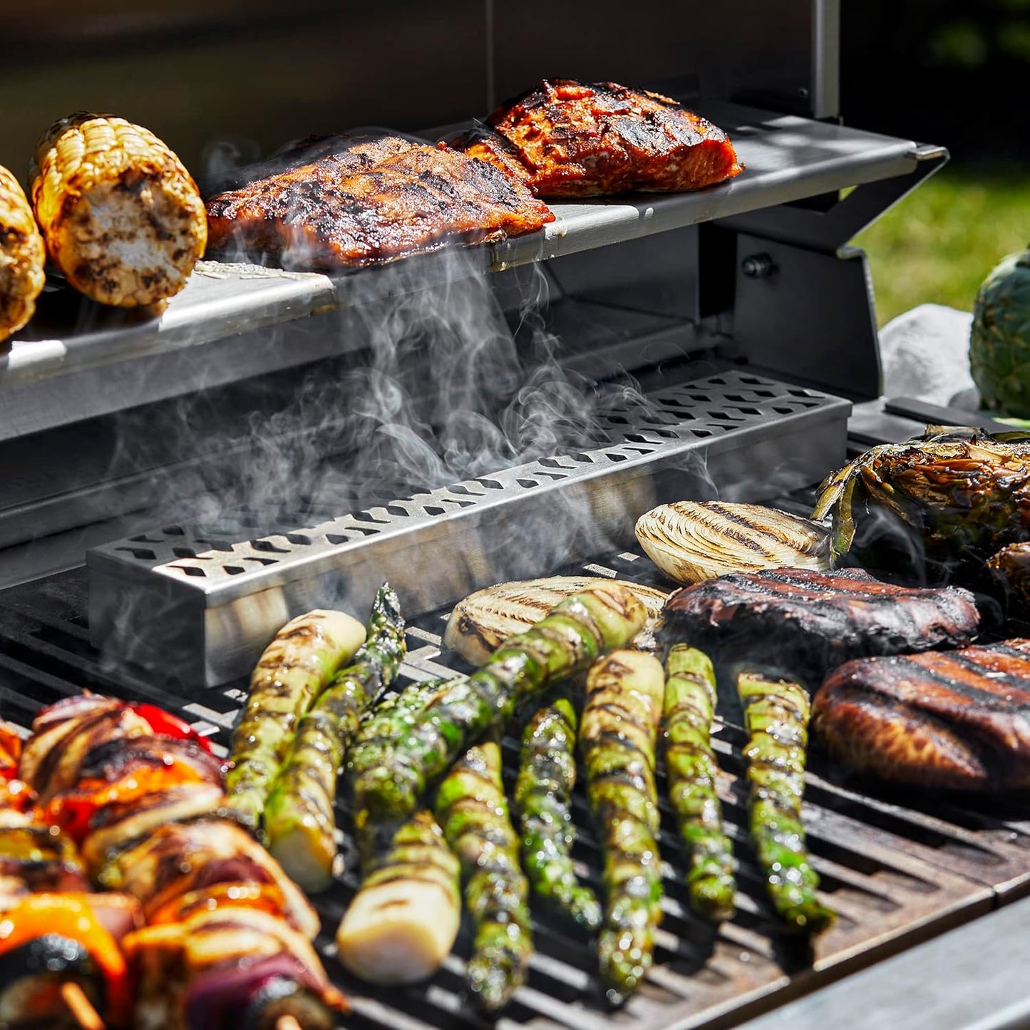 ZWILLING BBQ+ Stainless Steel Grill Smoker Box for Wood Chips, Adds Smoky Flavor to Meat and Veggies, Compatible with Gas & Charcoal Grills, Dishwasher Safe