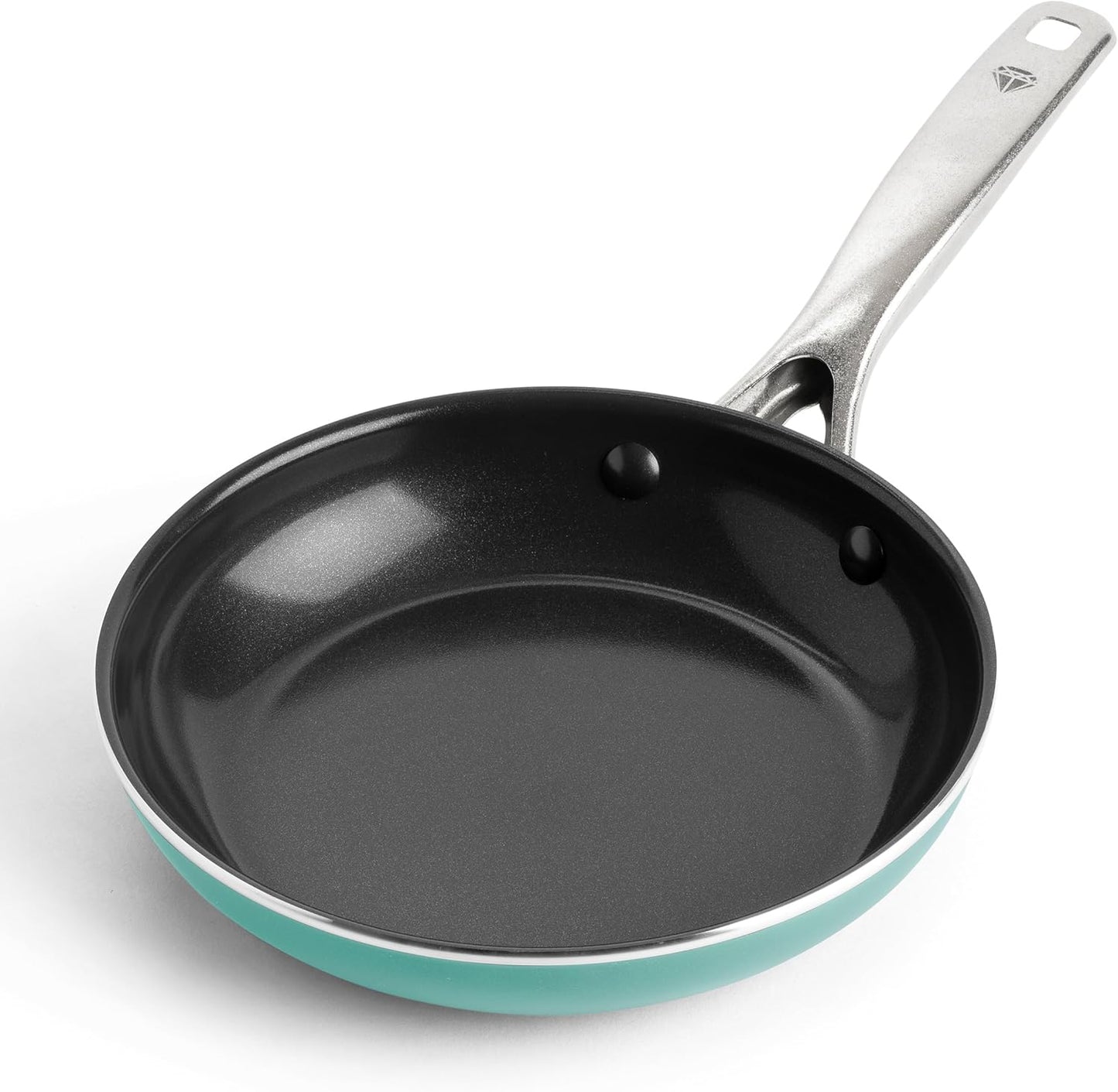 Blue Diamond 8" Nonstick Frying Pan Skillet, Diamond Infused PFAS & PTFE-Free Ceramic Pot, Dishwasher & Oven Safe, Stay Cool Handle, Durable Non Toxic Metal Utensil Safe, Egg & Omelet Pan, Turquoise