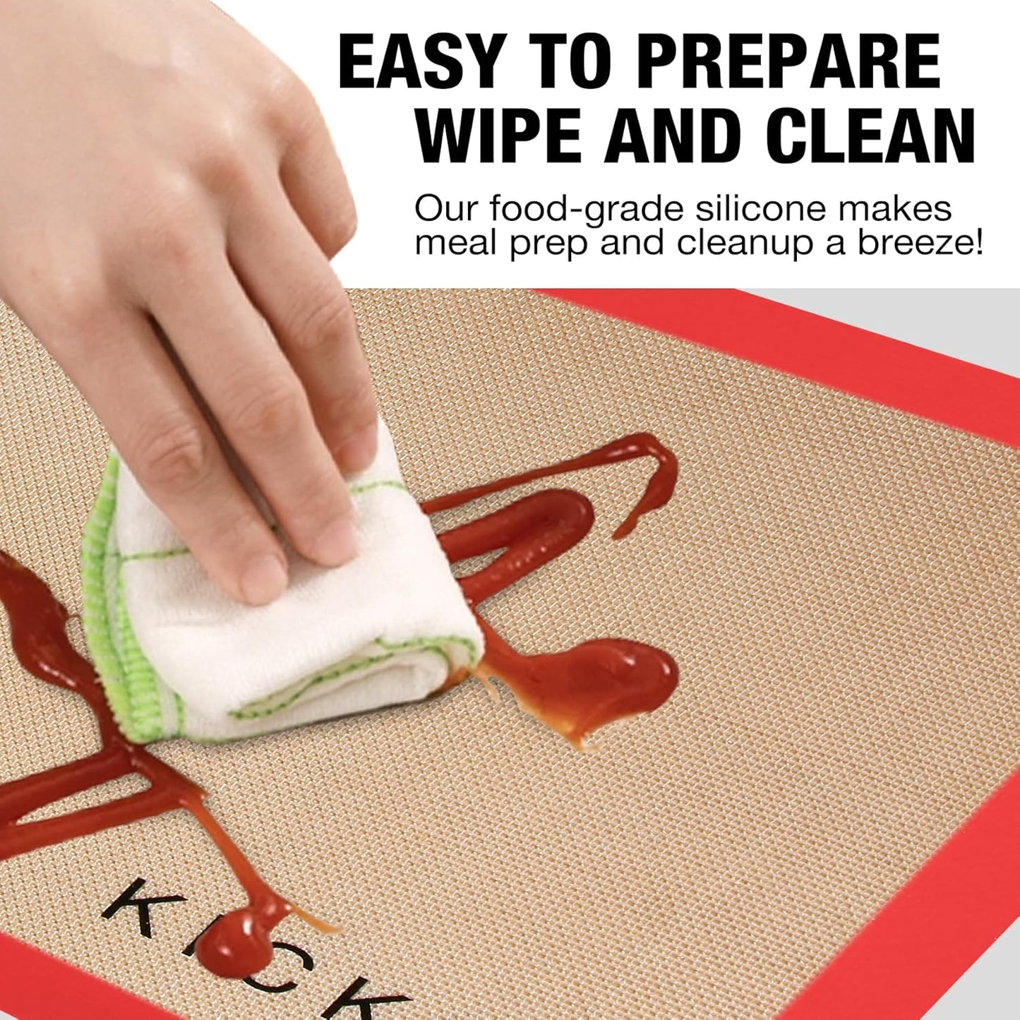 Silicone Baking Mat Half Sheet Non Stick Food Safe Baking Sheet for Oven - Replace Reusable Parchment Paper- Silicone Induction Cooktop Protector, Pan Liner 2 Pack,Cooking Essentials Gadgets