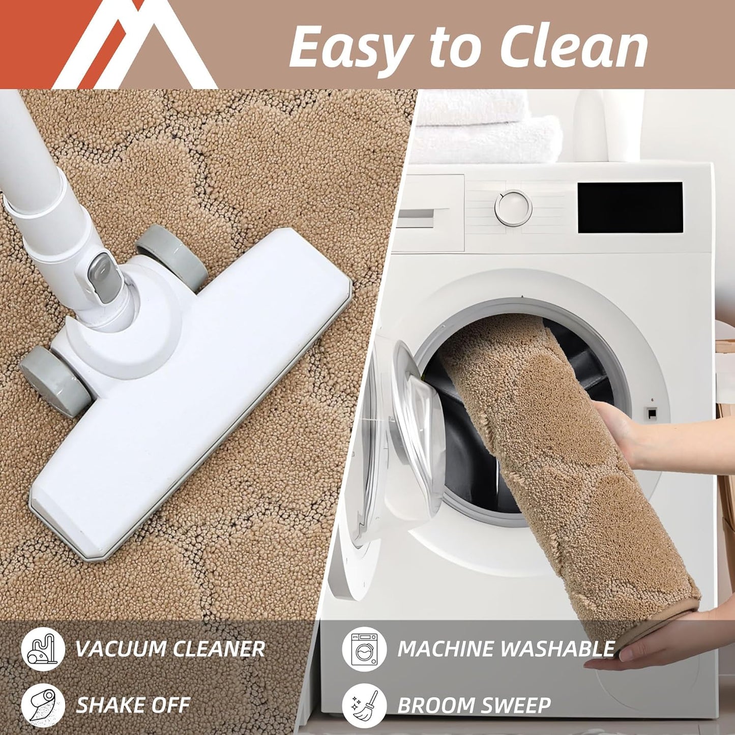 COSY HOMEER Soft Floor Mats for in Front of Sink Super Absorbent Kitchen Rugs 20"x59" Non-Skid Standing Mat Washable,Polyester,Beige