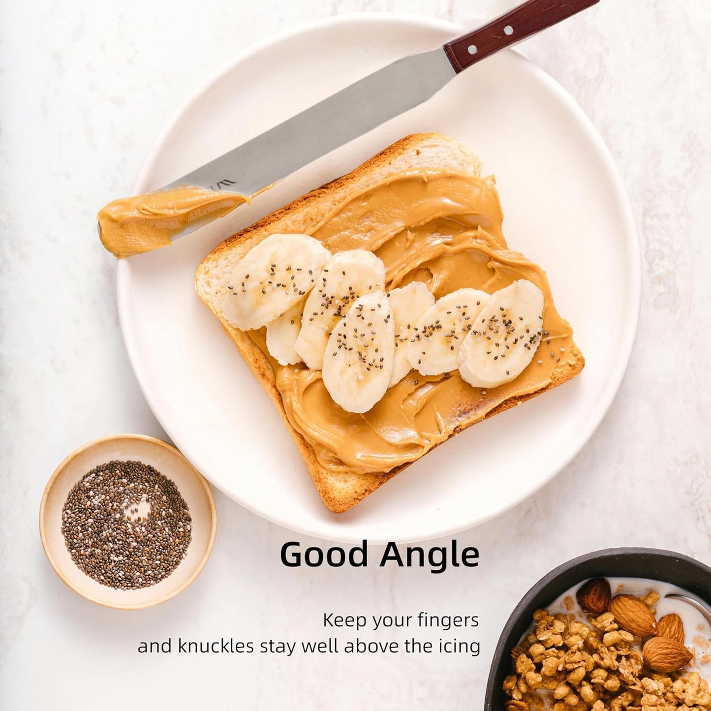 Straight Icing Spatula Stainless Steel Baking Set of 6", 8" & 10" Wooden Handle Cake Decorating Frosting Spatulas