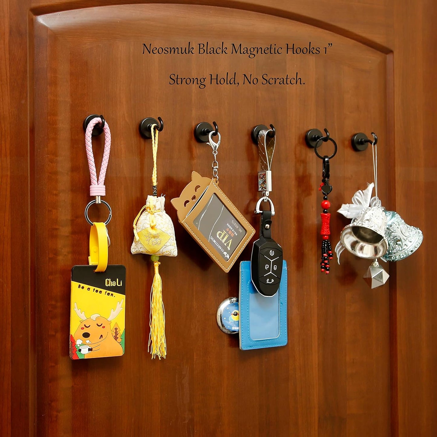 Neosmuk Black Magnetic Hooks, Heavy Duty Earth Magnets with Hook for Refrigerator, Extra Strong Cruise Hook for Hanging, Magnetic Hanger for Cabins, Grill (Black, Pack of 10)