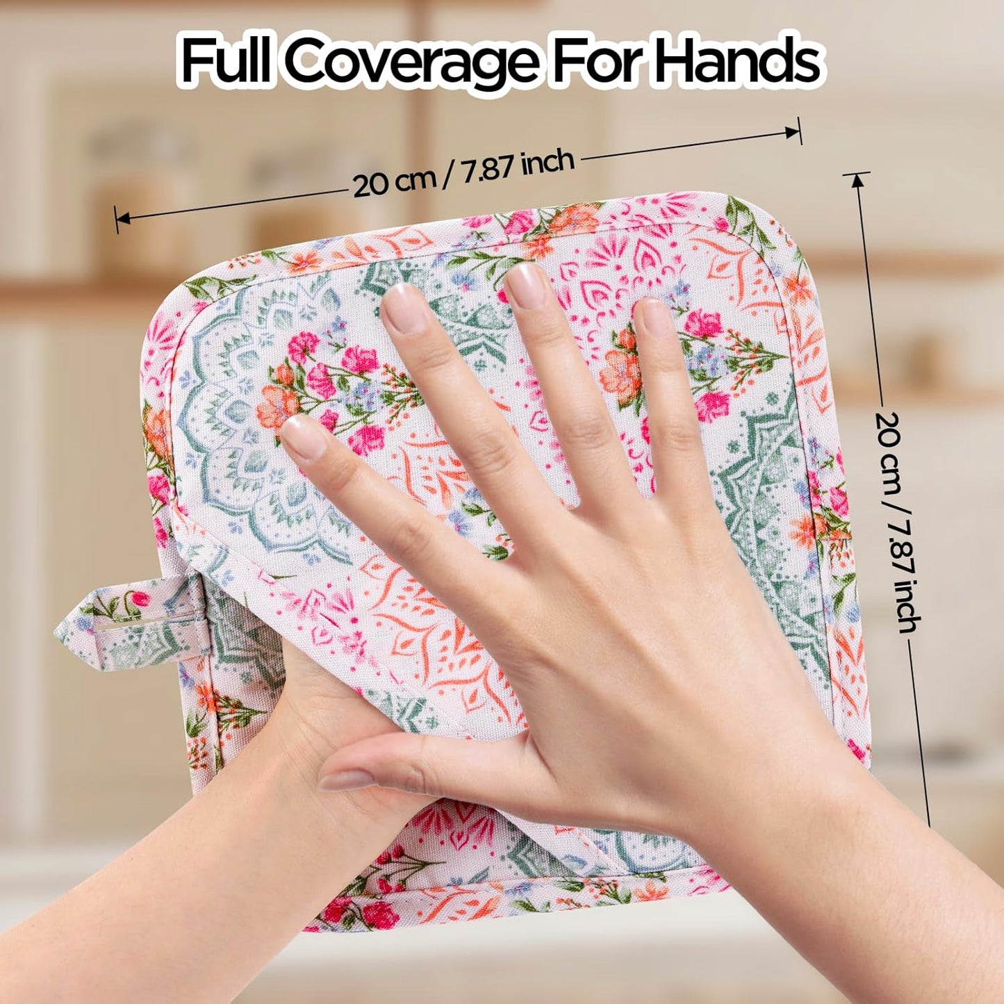 Pot Holders for Kitchen Heat Resistant Hot Pads for Countertops Oven Pot Holders Cotton Potholders for Kitchen Cooking Baking (Mandala)