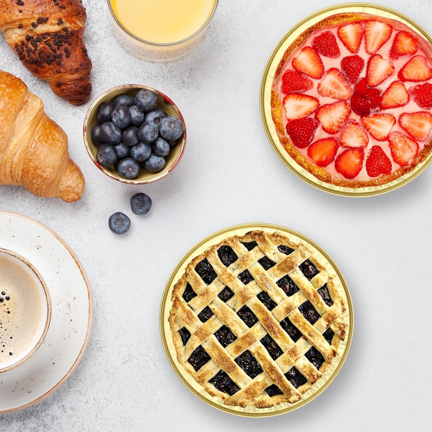 EUSOAR Disposable Ramekins, 50pcs 10oz/275ml Muffins Liners Aluminum Foil Baking Cups with Lids, Round Cake Pans Cheesecake Container Flan Pie Tart Brownie Holders for Bakery Wedding Birthday Party