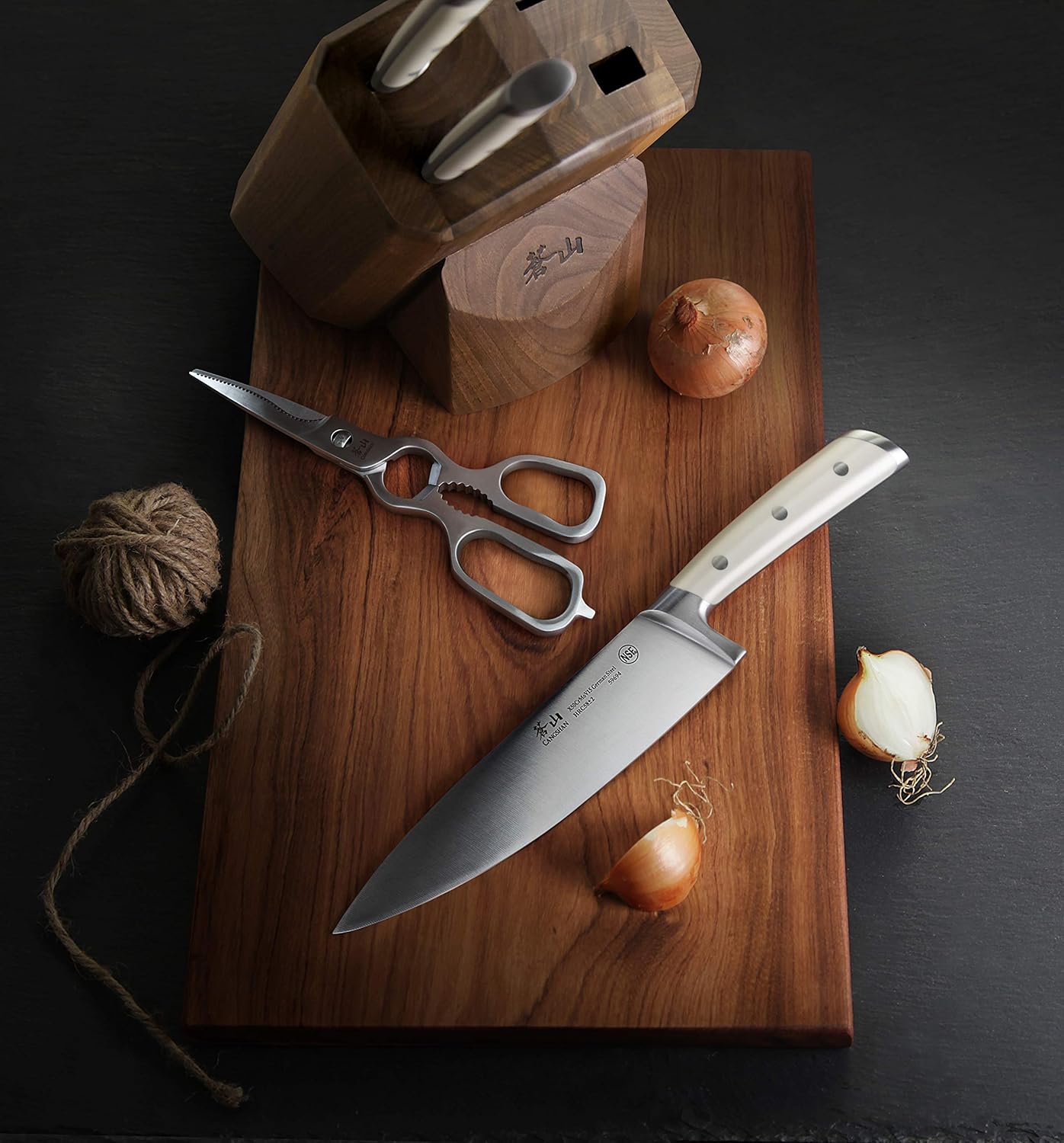 Cangshan S1 Series 1022568 German Steel Forged 5-Piece Starter Knife Block Set, Walnut