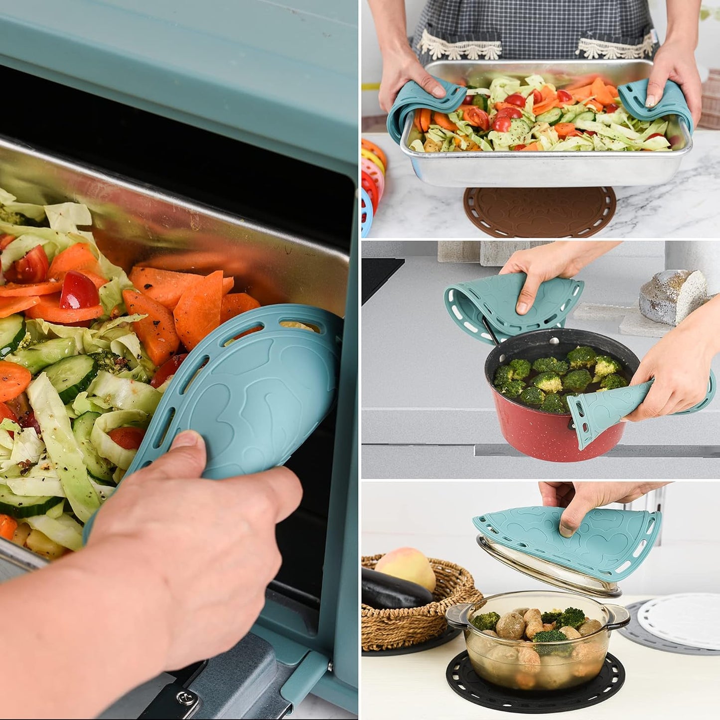 Smithcraft Silicone Trivet Mat - Big Round Silicone Pot Holder and Trivets for Hot Dishes and Pots, Countertops, Tables, Spoon Rest - Set of 3 (White)