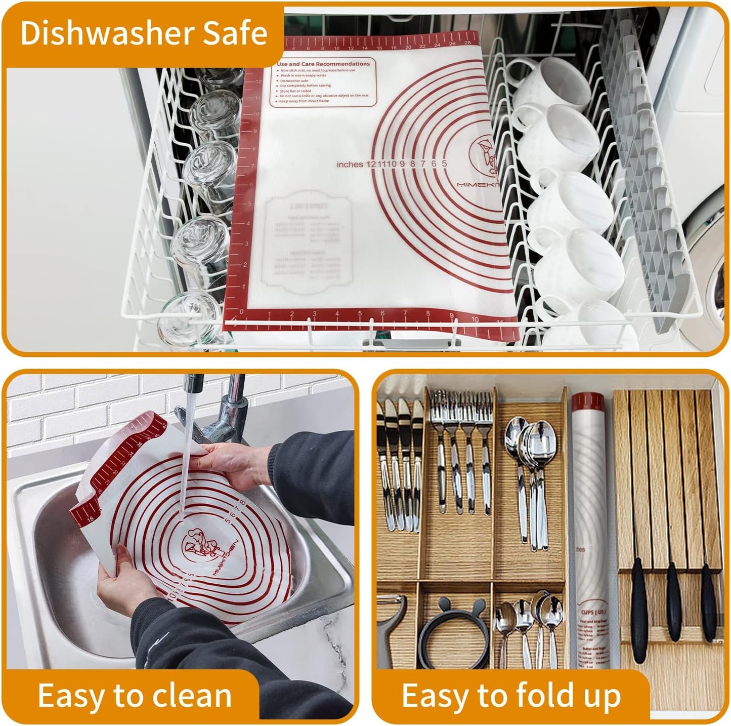 Silicone Baking Mat,Non Stick Pastry Dough Mat for Rolling, Macarons Baking Mat, Pie Crust Bread Pizza Mat, Counter Mat