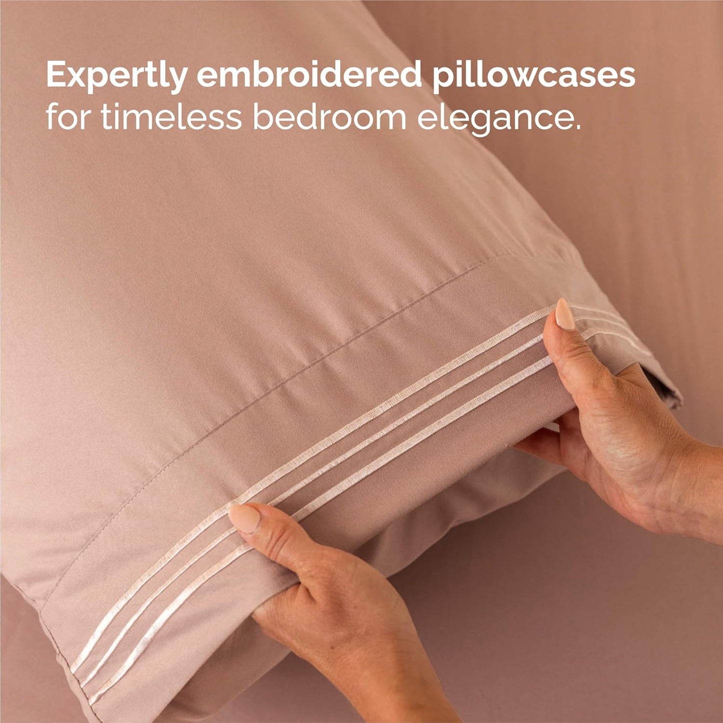 Split King Size 5 Piece Sheet Set - Comfy Breathable & Cooling Bed Sheets Set - Hotel Luxury Bedding for Women, Men, Kids, Teens, Boys & Girls - Deep Pockets, Soft and Wrinkle Free - Oeko-Tex - Mauve