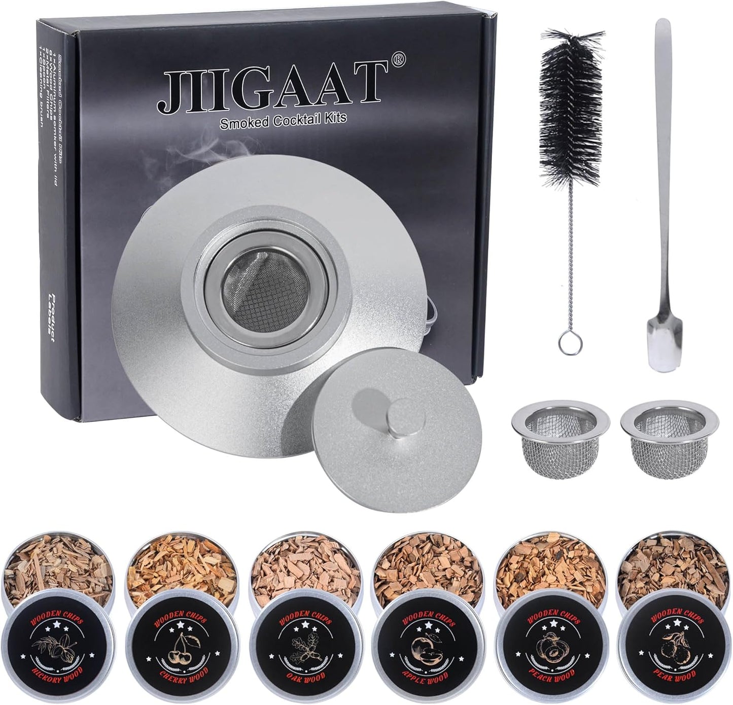 Infuser Smoker with 6 Chips- Drink Smoker Infuser Old Fashioned Smoker kit,Bourbon Cocktail Smoker kit Gifts for Men Whiskey Smoker kit Gifts for Dad