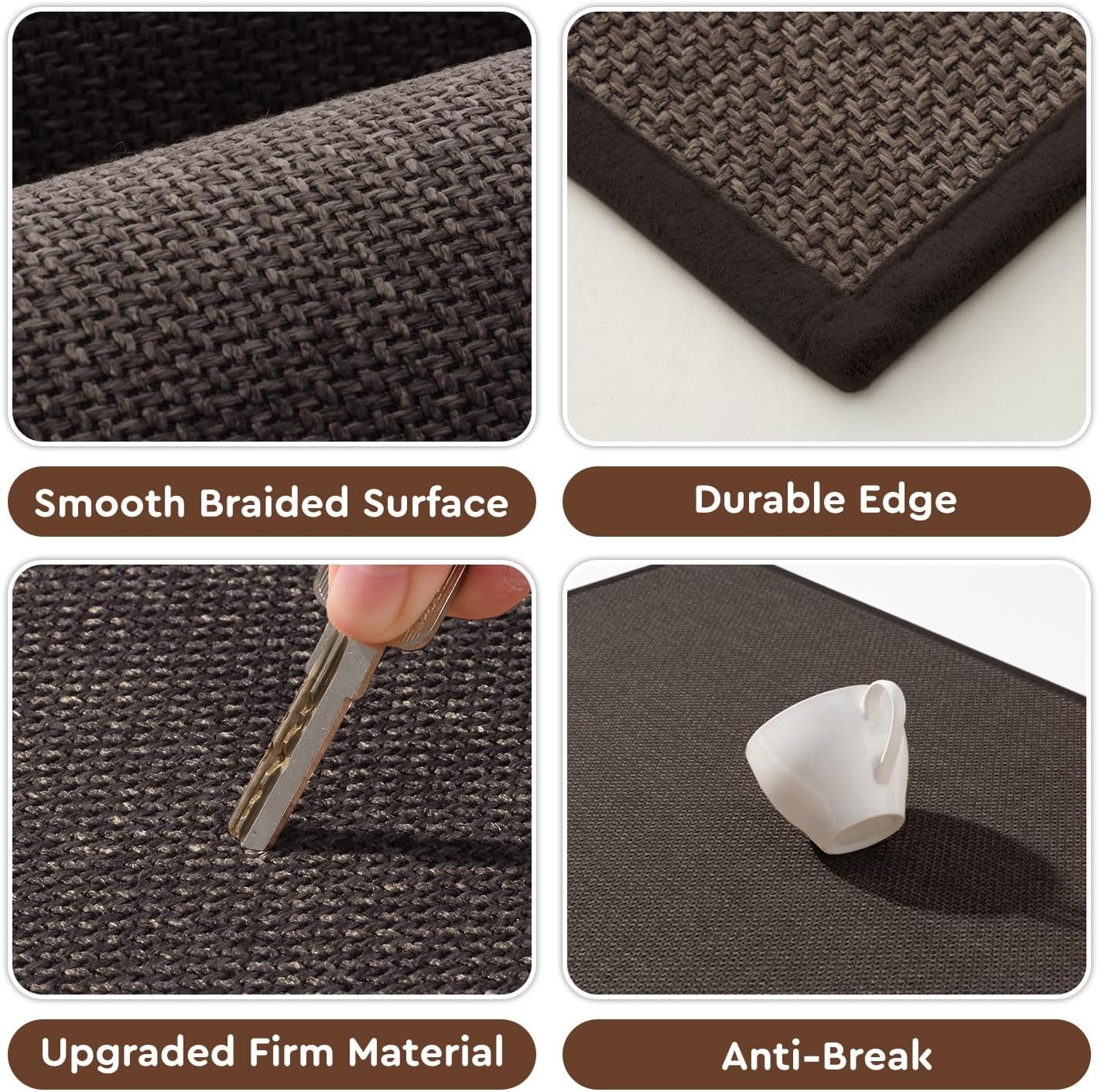 tchdio Kitchen Mats for Floor, Rubber Backed Kitchen Rugs Non Slip Washable, Superior Absorbent Kitchen Runner Rug Easy to Clean, Comfort Kitchen Floor Mat Front of Sink (Brown, 20" × 47")