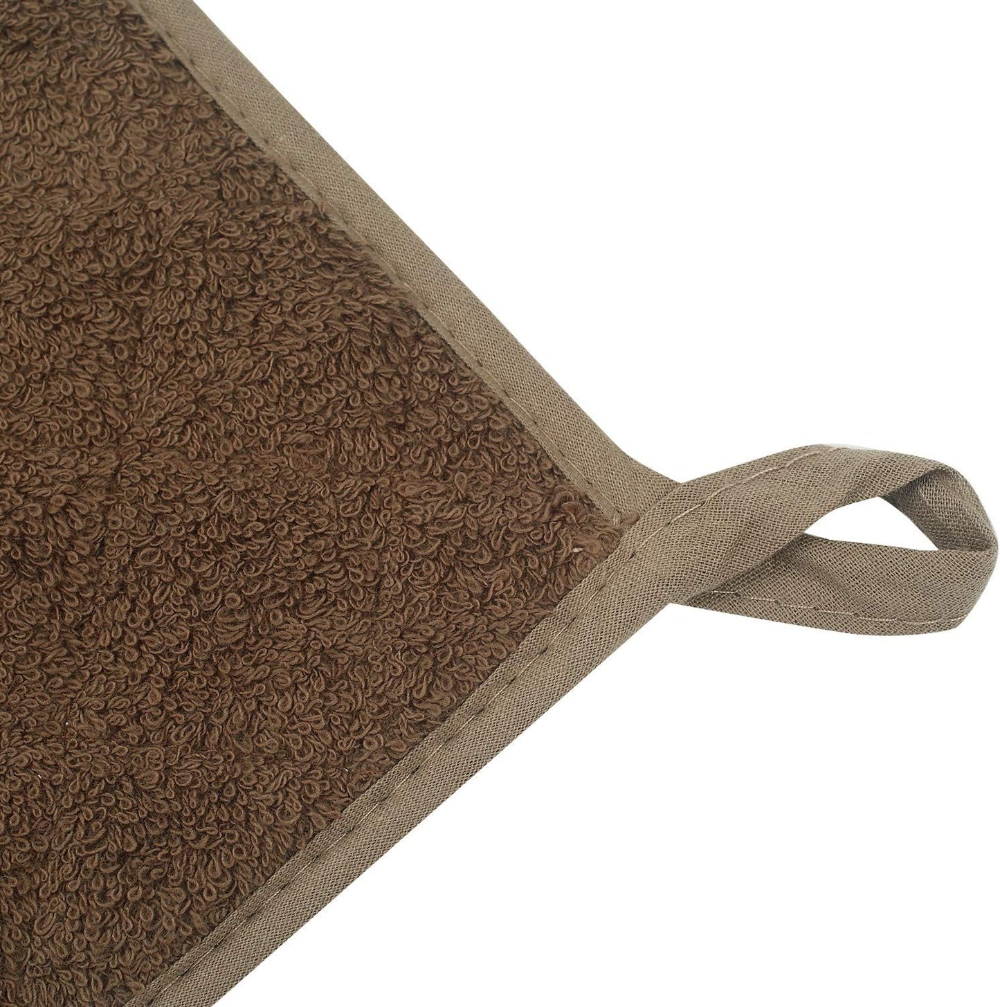 100% Cotton Kitchen Everyday Basic Terry Pot Holder Heat Resistant Coaster Potholder for Cooking and Baking Set of 5 Brown