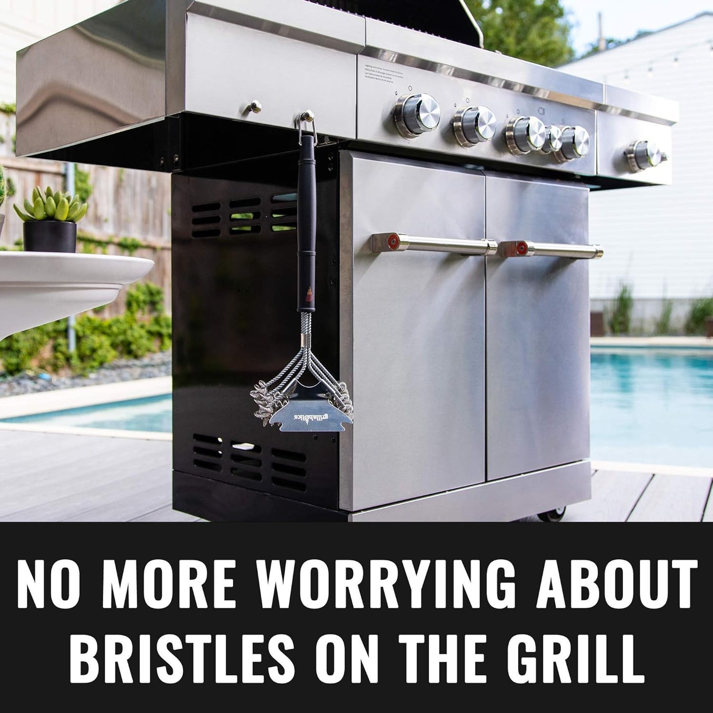 Grillaholics Grill Brush for Outdoor Grill - Safe Bristle Free BBQ Brush with Built-in Scraper – The Perfect Grilling Accessory for Cleaner Grilling