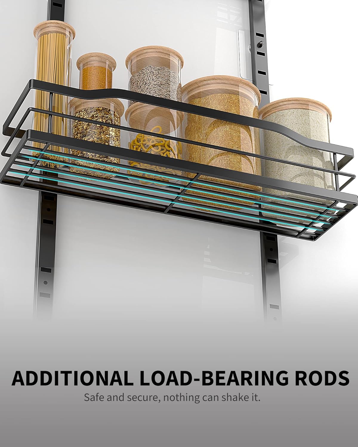 Moforoco 6-Tier Over The Door Pantry Organizer, Pantry Organization and Storage, Black Hanging Basket Cabinet Door Wall Spice Rack Shelves, Home & Kitchen Laundry Room Bathroom Essentials accessories