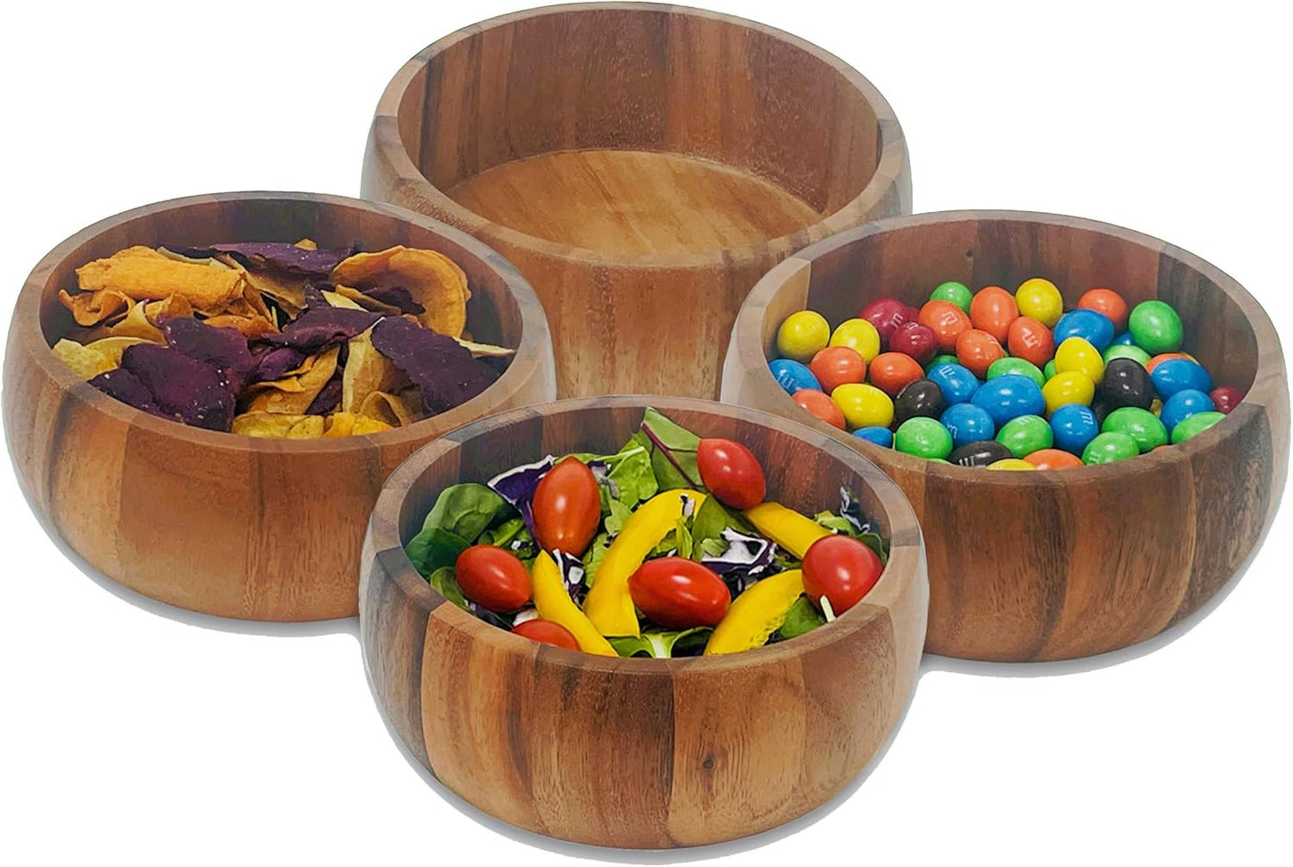 Woodard & Charles Acacia Wood Large Individual Salad Bowls, 6 1/2" x 2 1/2", ★★PACK OF 48 BOWLS★★