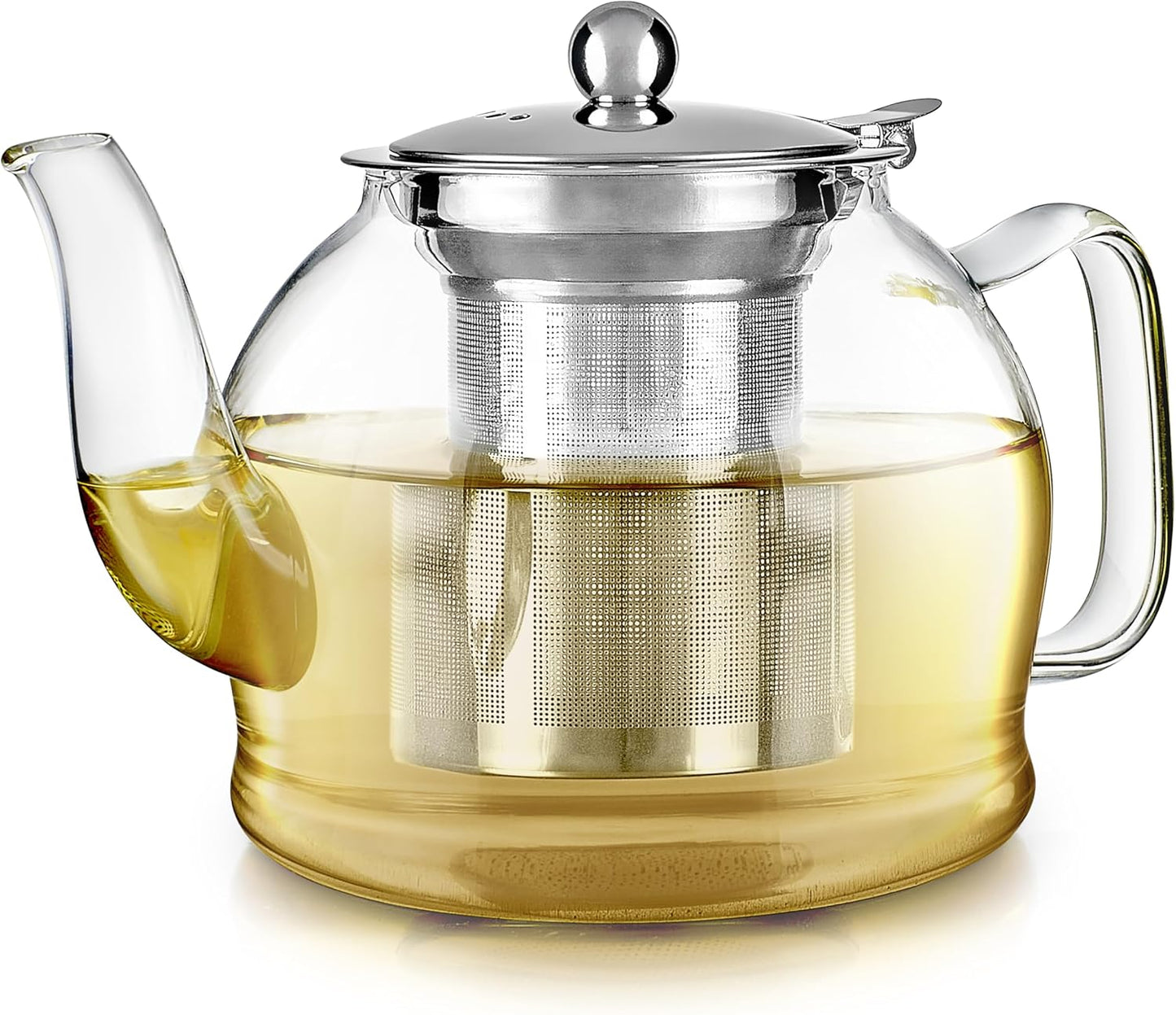Teabloom Dublin Glass Teapot – Premium Borosilicate Glass with Removable Stainless Infuser – Stovetop Safe – Ideal for Loose Leaf Tea – Tea for Two – 27 oz. / 800 ml (2-3 Cups)
