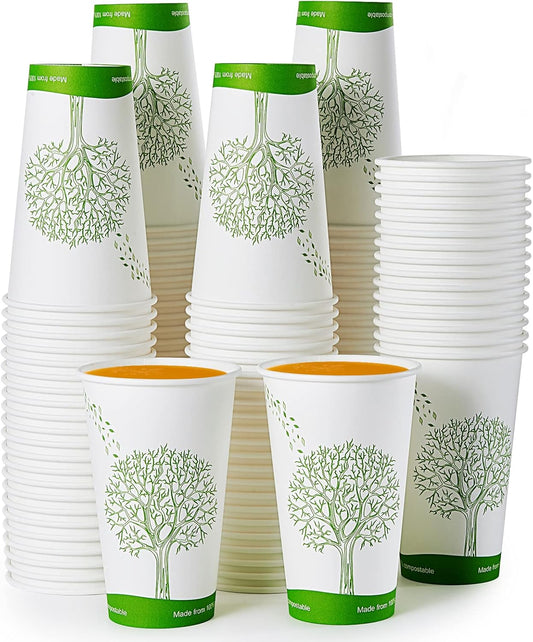 ECOLipak 210 Count 16 oz Compostable Cups, Biodegradable Disposable Paper Cups with PLA Lined, Eco-friendly Paper Coffee Cups for Party, Picnic,Travel,and Events