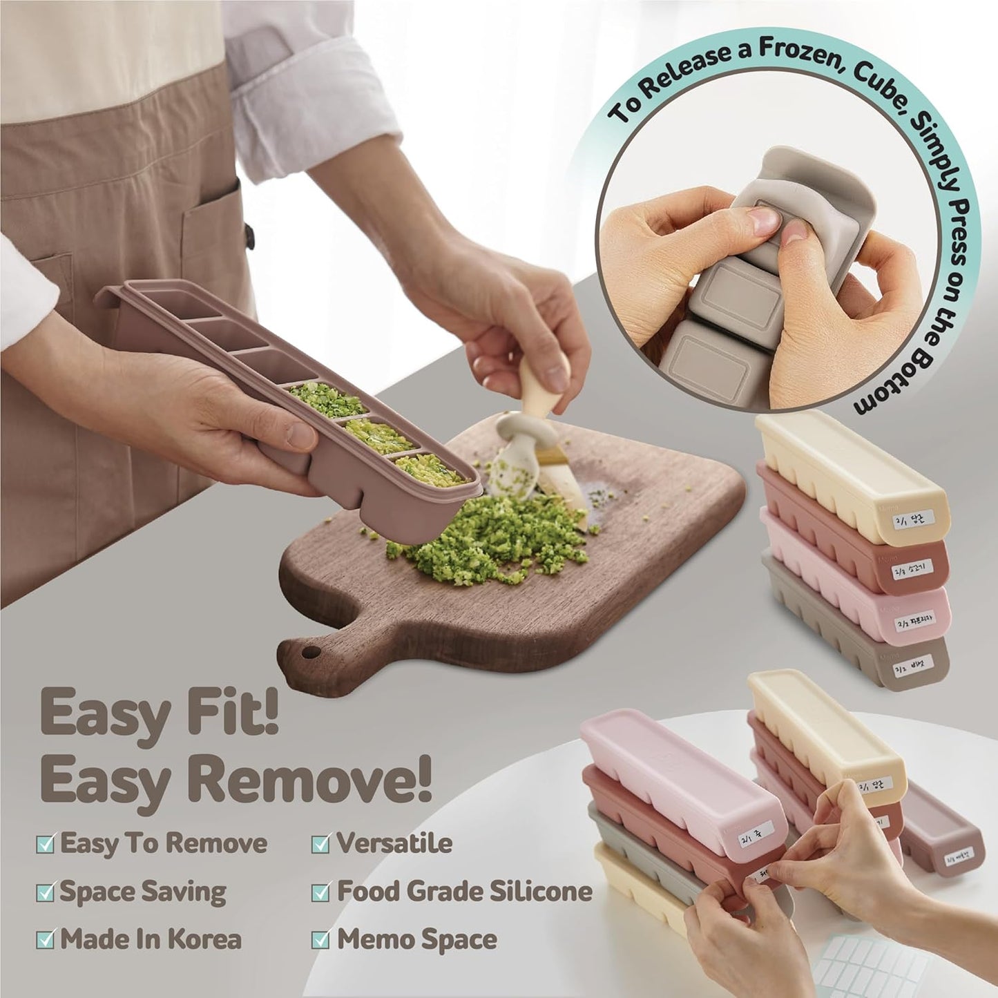 Silicone Freezer Trays with Lid, 1oz 6 Section - Leak Proof Silicone Freezer molds for Homemade Baby Food Breastmilk, Purees, Vegetables, Baby Food Jars Ice Tray with Lid BPA Free Pastel Pink